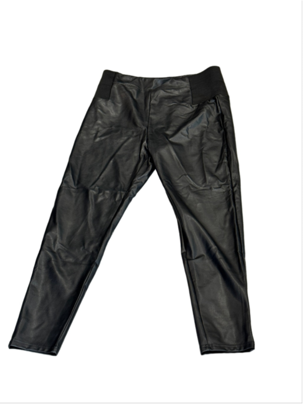 A New Day Black Faux Leather Metallic Leggings with Stretchy Waistband